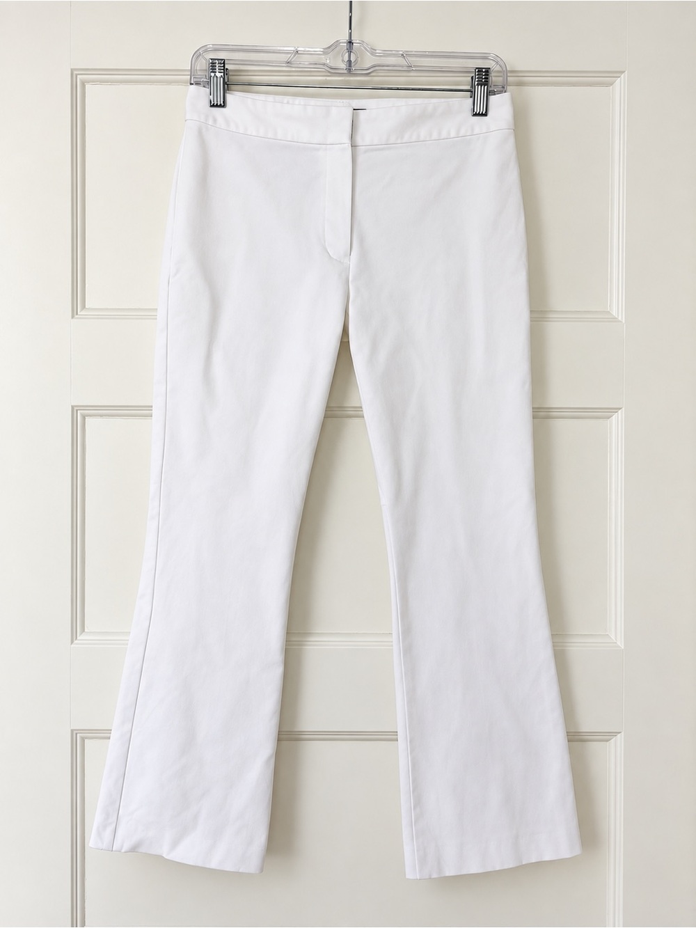 Theory Kick Pant Size 0 White Twill Bi-Stretch Cropped Flare Pants